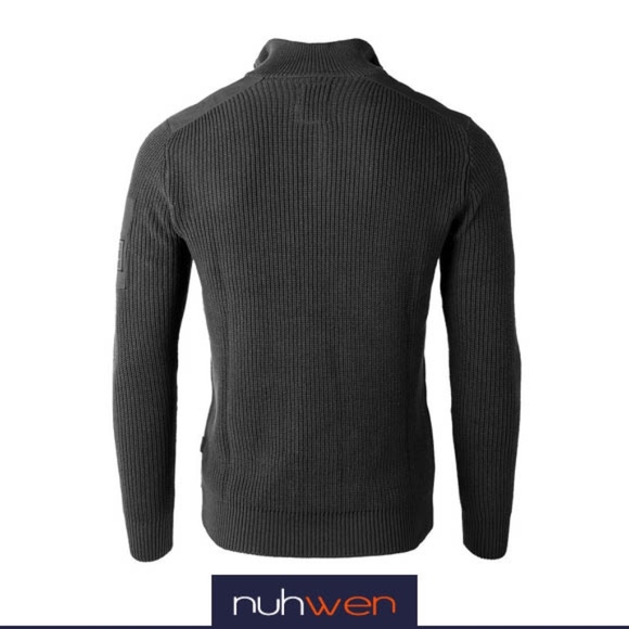 Men Zip Mock Neck Polo Sweater with Arm Pocket - Picture 3 of 3